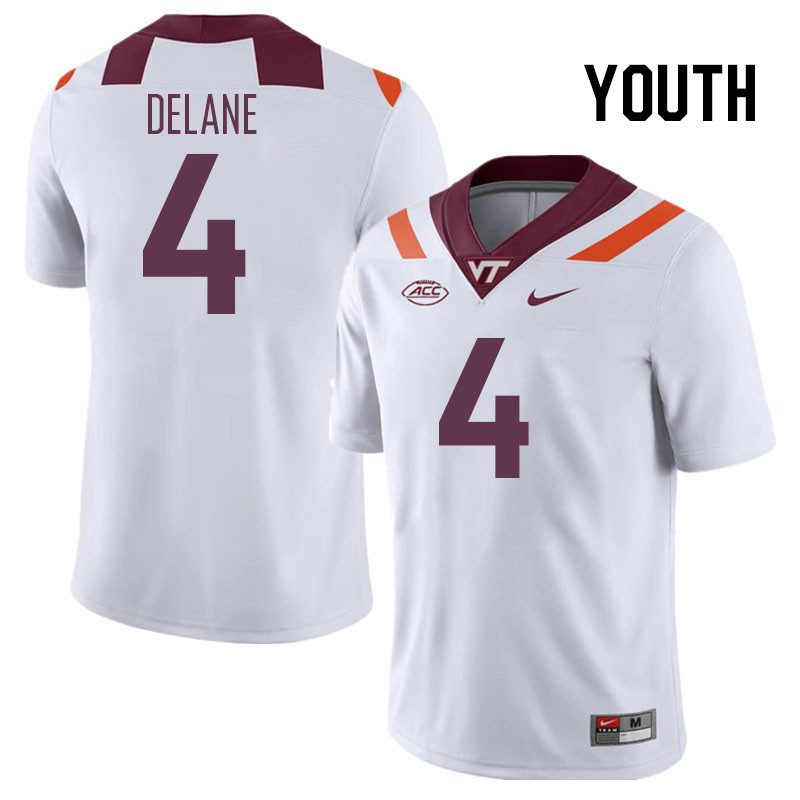 Youth #4 Mansoor Delane Virginia Tech Hokies College Football Jerseys Stitched Sale-White